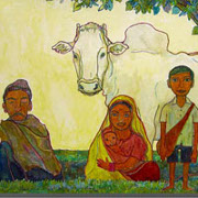 家族と牛 / Family and cow
