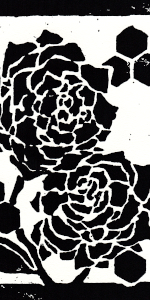 五月の薔薇 木版画 黒 / Roses in May Woodblock print Black