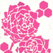 五月の薔薇 木版画 赤 / Roses in May Woodblock print Red