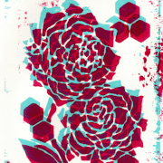 五月の薔薇 木版画 赤 / Roses in May Woodblock print Red