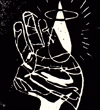 Hand & Light – Woodblock-Print