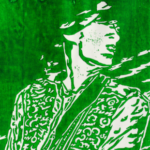 Groove - Woodblock Print Green